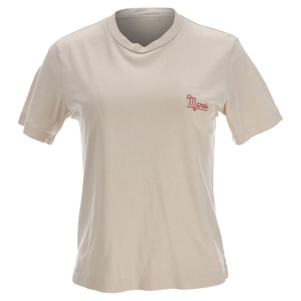 Marni Logo T-shirt in Beige Cotton
